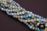 Sky Blue Multi Color Agate Beads, 8 mm Faceted Brown and Baby Blue Blended Beads BS #211, sizes in 8 mm 15 inch FULL Strands
