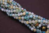 Sky Blue Multi Color Agate Beads, 8 mm Faceted Brown and Baby Blue Blended Beads BS #211, sizes in 8 mm 15 inch FULL Strands