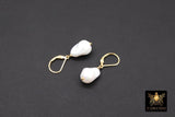 14 K Gold Filled Pearl Drop Earrings, Gold Filled Leverback Ear Wires, Wire Wrap 12 mm Barquoe Pearl, June Birthstone, Gifts For Her