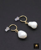 14 K Gold Filled Pearl Hoop Earrings, Gold Filled Hoop Earrings, Wire Wrap 15 mm Barquoe Pearl, June Birthstone, Gifts For Her