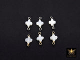 14 K Gold Filled Clover Connector, 925 Sterling Silver Wire Wrapped Mother of Pearl Quatrefoil # 2804, Clover Links