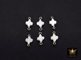 14 K Gold Filled Clover Connector, 925 Sterling Silver Handmade Wire Wrapped Mother of Pearl Quatrefoil, Clover Links, Permanent Jewelry