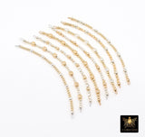 14 K Gold Filled Beaded Connectors, Long Bar 925 Sterling Silver Square Faceted Nuggets #3618, Permanent Jewelry