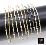 Mixed Metal 14 K Gold Filled Beaded Connectors, Long Bar 925 Silver Glitter or Matte # 3618, Navajo Pearls Permanent Jewelry
