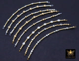 14 K Gold Filled Beaded Connectors, Long Bar 925 Sterling Silver Square Faceted Nuggets, Permanent Jewelry, Mixed Metal Half Bracelets