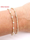 14 K Gold Filled Beaded Connectors, Long Bar 925 Silver Glitter or Matte #3618, Navajo Pearls Permanent Jewelry