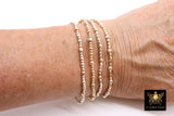14 K Gold Filled Beaded Connectors, Long Bar 925 Sterling Silver Square Faceted Nuggets # 3618, Permanent Jewelry