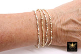 14 K Gold Filled Beaded Connectors, Long Bar 925 Sterling Silver Square Faceted Nuggets #3618, Permanent Jewelry