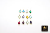 Teardrop Gemstone Connectors, Gold Gemstone Links #2994, Gold Over 925 Sterling Silver Birthstone 2 Loop Links