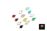 Teardrop Gemstone Connectors, Gold Gemstone Links #2994, Gold Over 925 Sterling Silver Birthstone 2 Loop Links