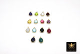 Teardrop Gemstone Charms, Gold Gemstone Charms #2234, Gold Over 925 Sterling Silver Birthstone One Loop Gemstone Charm