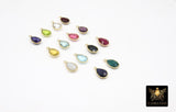 Teardrop Gemstone Charms, Gold Gemstone Charms #2234, Gold Over 925 Sterling Silver Birthstone One Loop Gemstone Charm