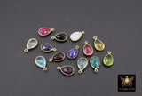 Teardrop Gemstone Charms, Gold Gemstone Charms #2234, Gold Over 925 Sterling Silver Birthstone One Loop Gemstone Charm