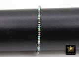 Blue Turquoise Beaded Gemstone Bracelet, 925 Sterling Silver Carabiner Beaded Bracelet, Navajo Pearl Oxidized Handmade Stacking Bracelet