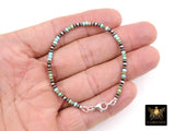 Blue Turquoise Beaded Gemstone Bracelet, 925 Sterling Silver Turquoise Beaded Bracelet, Navajo Pearl Oxidized Handmade Stacking Bracelet