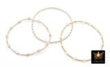 Mixed Metal Cube Beaded Bracelet, 925 Sterling Silver 14 K Gold Filled Stretchy Women's Bangle, Square Bead Stacking