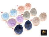 Gold Colorful Earring Studs With Open Loop Connector, Enamel Marble Post Stud Gold Plated Round Stud #3653, Hoop Post Earrings