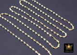 14 K Gold Filled Moroccan Chain, 4 mm 925 Sterling Silver Sequin Dapped Chains CH #804, Dainty Silver Beaded Flat Jewelry Chain