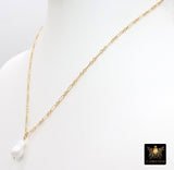 Elegant 14K Gold Filled Pearl Chain Link Necklace, Long Short Gold Dainty Chain With Large Baroque Pearl, Wire Wrapped Charm Necklace