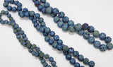 Matte Blue Plated Lava Rock Beads, Shimmery Titanium Textured Beads BS #217 sizes 6 mm 8 mm 10 mm in 15 inch Strands