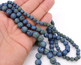 Matte Blue Plated Lava Rock Beads, Shimmery Titanium Textured Beads BS #217 sizes 6 mm 8 mm 10 mm in 15 inch Strands