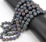 Multi Color Natural Lava Rock Beads, Purple Mix Electroplated Textured Plated Beads BS #351, Purple Blue Mix