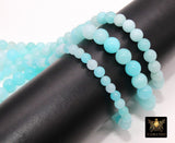Aqua Baby Blue Beads, Smooth Round Ocean Blue Beads BS #38, size 6 mm 8 mm or 10 mm 15 inch FULL Strands