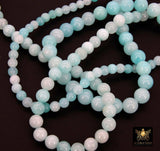 Aqua Baby Blue Beads, Smooth Round Ocean Blue Beads BS #38, size 6 mm 8 mm or 10 mm 15 inch FULL Strands