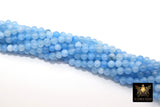 Sky Blue Beads, 4 mm Smooth Round Light Blue Beads BS #195, size 4 mm 15 inch FULL Strands