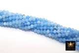 Sky Blue Beads, 4 mm Smooth Round Light Blue Beads BS #338, size 4 mm 15 inch FULL Strands