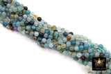 Sky Blue Multi Color Agate Beads, 8 mm Faceted Brown and Baby Blue Blended Beads BS #211, sizes in 8 mm 15 inch FULL Strands