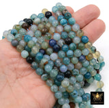 Sky Blue Multi Color Agate Beads, 8 mm Faceted Brown and Baby Blue Blended Beads BS #211, sizes in 8 mm 15 inch FULL Strands