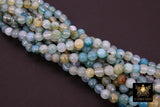 Sky Blue Multi Color Agate Beads, 8 mm Faceted Brown and Aquamarine to Baby Blue Blended Beads, sizes in 8 mm 15 inch FULL Strands