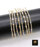 14 K Gold Filled Beaded Connectors, Long Bar 925 Sterling Silver Square Faceted Nuggets #3618, Permanent Jewelry
