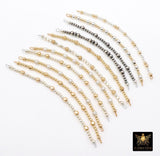 Mixed Metal 14 K Gold Filled Beaded Connectors, Long Bar 925 Silver Glitter or Matte # 3618, Navajo Pearls Permanent Jewelry