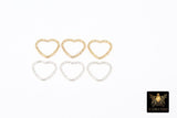 925 Sterling Silver Textured Heart Charms, 10 mm 14 K Gold Filled Soldered Links # 2199, Twist Closed Heart Rings
