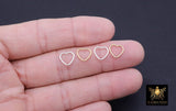 925 Sterling Silver Textured Heart Charms, 10 mm 14 K Gold Filled Soldered Links, Twist Closed Heart Jump Rings
