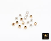 14 K Gold Filled Round Smooth Beads, 925 Sterling Silver Matte Seamless Beads # 503, 2 mm or 3 mm High Quality Sandblast Beads