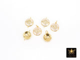 Evil Eye Connector or Charms, CZ Pave Gold Shell White Evil Eye Protection # 393, Mother of Pearl Evil Eye