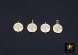 Evil Eye Connector or Charms, CZ Pave Gold Shell White Evil Eye Protection # 393, Mother of Pearl Evil Eye