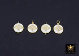 Evil Eye Connector or Charms, CZ Pave Gold Shell White Evil Eye Protection #393, Mother of Pearl Evil Eye