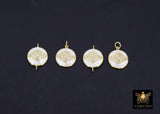 Evil Eye Connector or Charms, CZ Pave Gold Shell White Evil Eye Protection #393, Mother of Pearl Evil Eye
