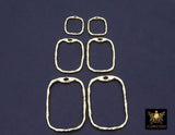 Gold Textured Hoop Ear Rings, Square Shaped Gold Charms AG# 3641, 20 mm 30 mm 45 mm Quality Rectangles