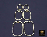 Gold Textured Hoop Ear Rings, Square Shaped Gold Charms AG# 3732, 20 mm 30 mm 45 mm Quality Rectangles