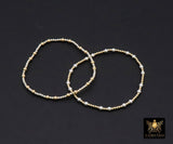 14K Gold Filled Matte Beaded Bracelet, 925 Sterling Silver Mixed Metal Stretchy Women's Bangle, Stacking Bracelets