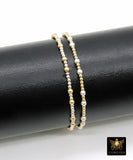 14K Gold Filled Matte Beaded Bracelet, 925 Sterling Silver Mixed Metal Stretchy Women&#39;s Bangle, Stacking Bracelets, Hand Made Stacks
