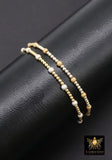14K Gold Filled Stardust Beaded Bracelet, 925 Sterling Silver Mixed Metal Glittery Stretchy Women's Bangle, Stacking Bracelets, Hand Made