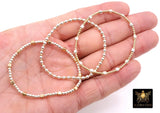 14K Gold Filled Cube Beaded Bracelet, 925 Sterling Silver Mixed Metal Stretchy Women's Bangle, Square Bead Stacking Bracelets, Handmade