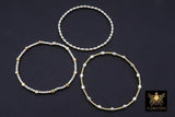 Mixed Metal Cube Beaded Bracelet, 925 Sterling Silver 14 K Gold Filled Stretchy Women's Bangle, Square Bead Stacking