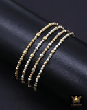 14K Gold Filled Nugget Beaded Bracelet, 925 Sterling Silver Mixed Metal Stretchy Women's Bangle, Faceted Nugget Stacking Bracelets, Handmade